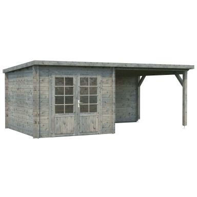 Palmako Ella Stuga 15,9 m²/inv. 6,9+8,2 m², utan golv, grå, impr.