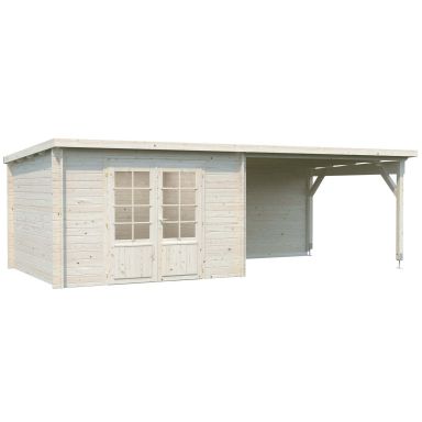 Palmako Ella Stuga 19,5 m²/inv. 8,7+10,0 m², utan golv, impr. natur