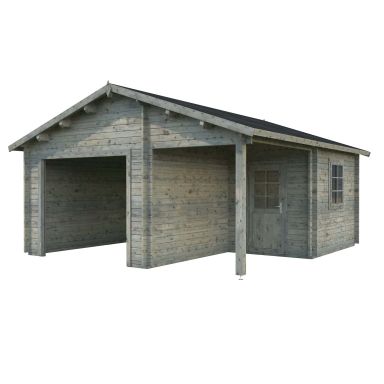 Palmako Roger Garage 28,1 m²/inv. 21,9+5,2 m², utan port grå, impr.