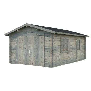 Palmako Roger Garage 19,8 m²/inv. 19 m², med port, grå, impr.