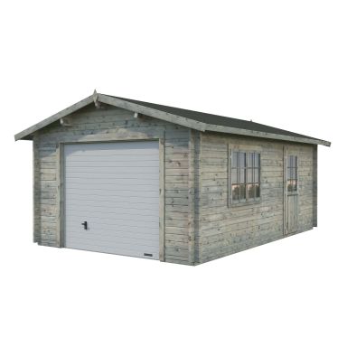 Palmako Roger Garage 19,8 m²/inv. 19 m², med port, grå, impr.
