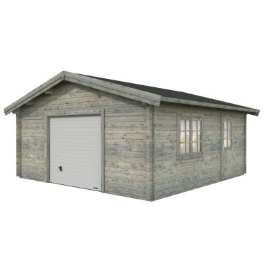 Palmako Roger Garage 29,2 m²/inv. 27,7 m², med port, grå, impr.