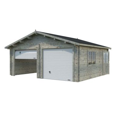 Palmako Roger Garage 29,3 m²/inv. 28,4 m², med port, grå, impr.
