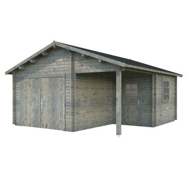 Palmako Roger Garage 28,1 m²/inv. 21,9+5,2 m², med port, grå, impr.