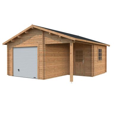 Palmako Roger Garage 28,1 m²/inv. 21,9+5,2 m², med port, brun, impr.