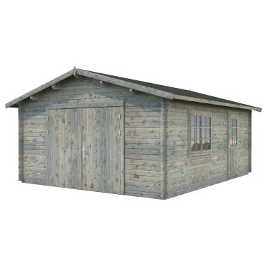 Palmako Roger Garage 24,8 m²/inv. 23,9 m², med port, grå, impr.