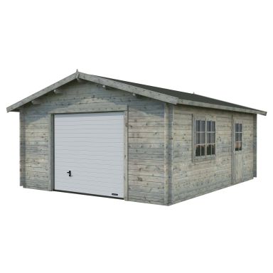 Palmako Roger Garage 24,8 m²/inv. 23,9 m², med port, grå, impr.