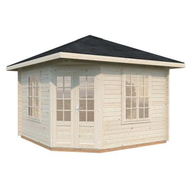 Palmako Melanie Lusthus 10,9 m²/inv. 9,9 m², med 44 mm vägg,, impr. natur