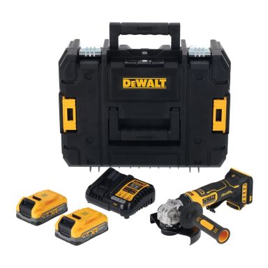 Dewalt DCG404S2T-QW Vinkelsliper med batterier, lader & veske