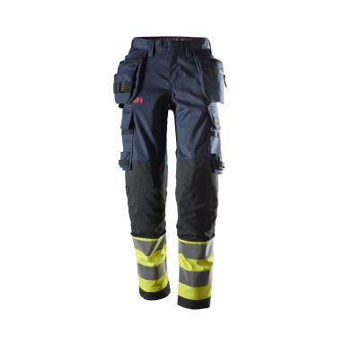 Snickers Workwear ProtecWork 6767 Varselbukse varsel, marineblå/gul, dame, klasse 1, flammehemmende