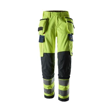 Snickers Workwear ProtecWork 6768 Varselbukse varsel, gul/marinblå, dame, klasse 2, flammehemmende