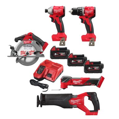 Milwaukee FPP5SEC-503B Kombikit med batteri och laddare