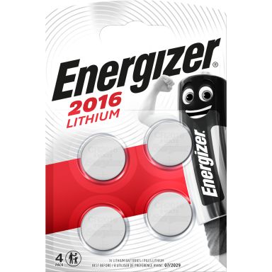 Energizer Lithium Knappcellebatteri CR2016 BP4, 3 V, 4-pakk