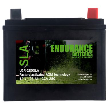 Endurance U1R-280SLA Trädgårdsbatteri 12V, 26Ah, +H