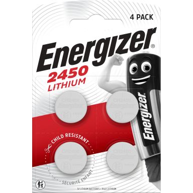 Energizer Lithium Knappcellebatteri CR2450 BP4, 3 V, 4-pakk