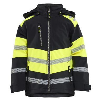 Blåkläder 5211-2513 Softshelljakke svart/gul, for barn