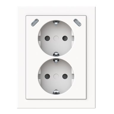ABB Impressivo 402EE2USBC-84 Stikkontakt hjørne, 2-veis, 2 x USB-C