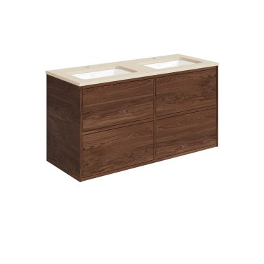Gustavsberg Ducentic GB71DCVUD12AWCC21 Kommodpaket 120 cm, brun ek/beige sten, för 2 singelhålsblandare