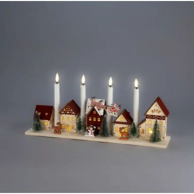 Konstsmide 3206-100 Adventslysestage juleby, 5 lys, batteri/USB
